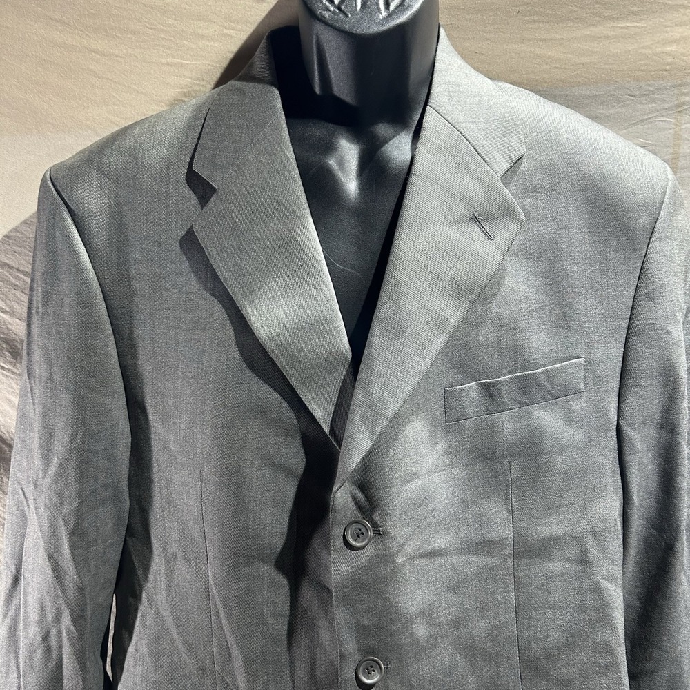VTG Chaps Ralph Lauren Mens 44R Grey Pure Wool Blazer Made In Canada 3 Button